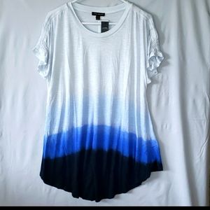 26w/28w Swing Loose Fit Plus Sizes Gradient White to Blue top